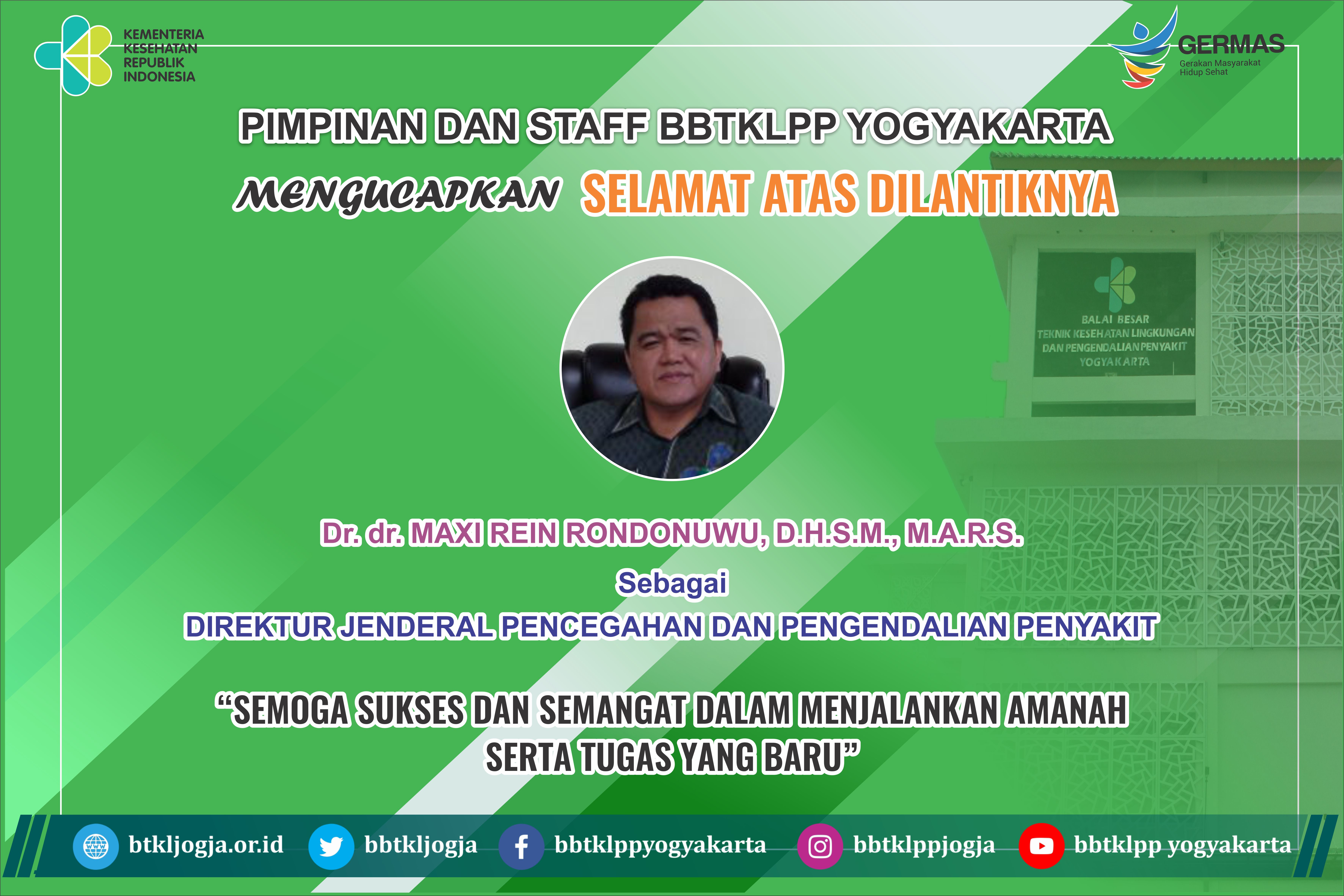 Ucapan Pelantikan Direktur Jenderal Pencegahan dan Pengendalian Penyakit Kementerian Kesehatan R.I